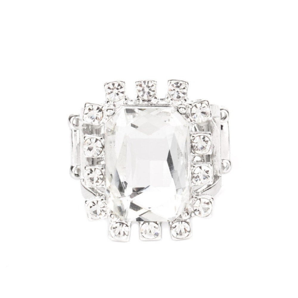 Elegant Silver Ring Galactic Glamour Silver Rhinestone Dainty Fashion Jewelry